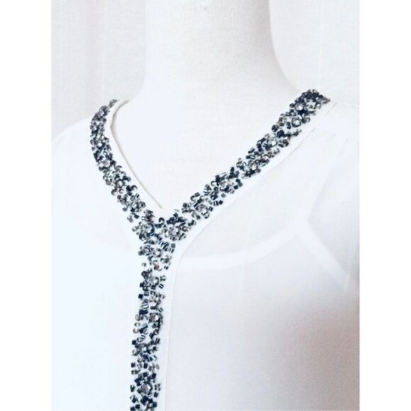 NEW Japna Kids Girls 7 White Georgette Rhinestoned Trim Blouse - Picture 4 of 7